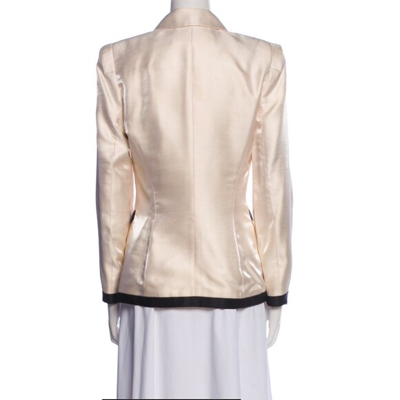 Vintage Escada by Margaretha Ley Satin Jacket Champagne Black Trim. EU 36 - Picture 3 of 5